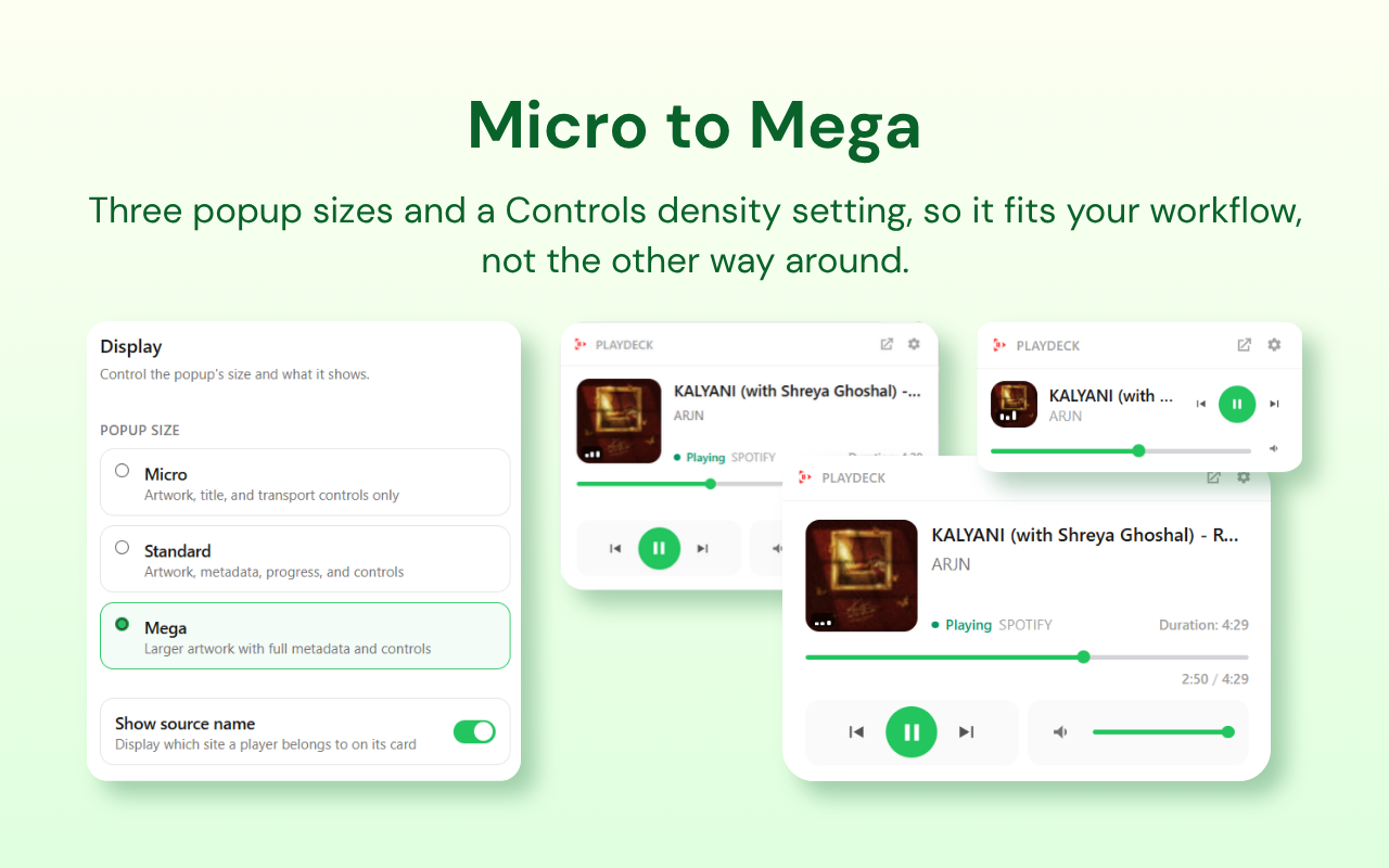 Micro to Mega - three popup sizes and a Controls density setting